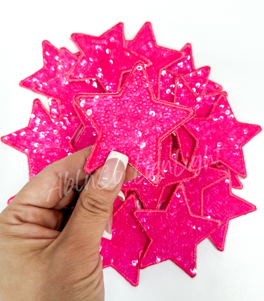 ABLN Boutique - Trucker hat patches small hot pink star sequin patch iron on