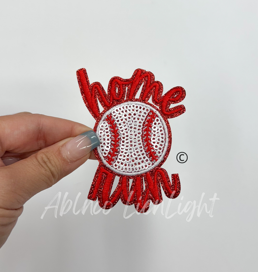 ABLN Boutique - Red Home Run Sequins Embroidery Iron ON Patch
