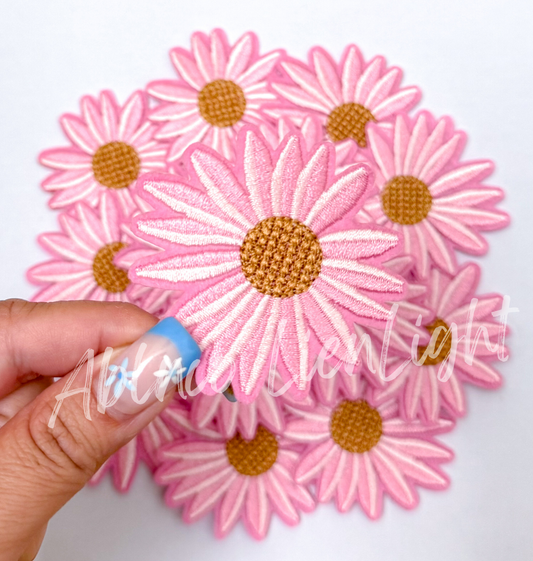 ABLN Boutique - Pink daisy flower hat filler embroidery patch iron on