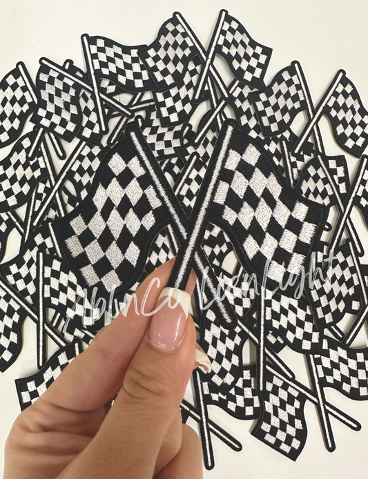 ABLN Boutique - Trucker hat patches 3” checkered race flag embroidery patch