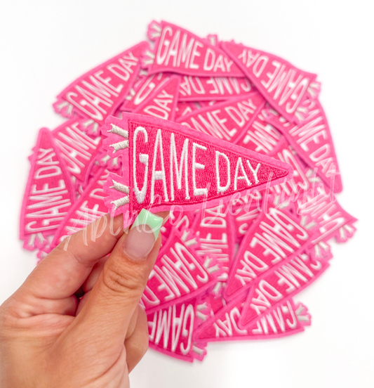 ABLN Boutique - Trucker hat patches 3” hot pink game day flag patch iron on