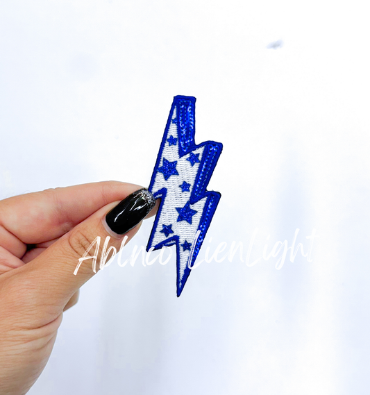 ABLNco - Royal blue glitter star lightning bolt filler patch iron on