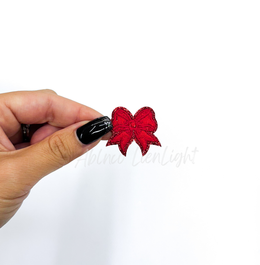 ABLN Boutique - Red dainty bow embroidery patch iron on 