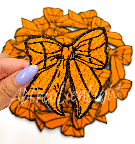 ABLN Boutique - Basketball bow glitter embroidery patch iron on