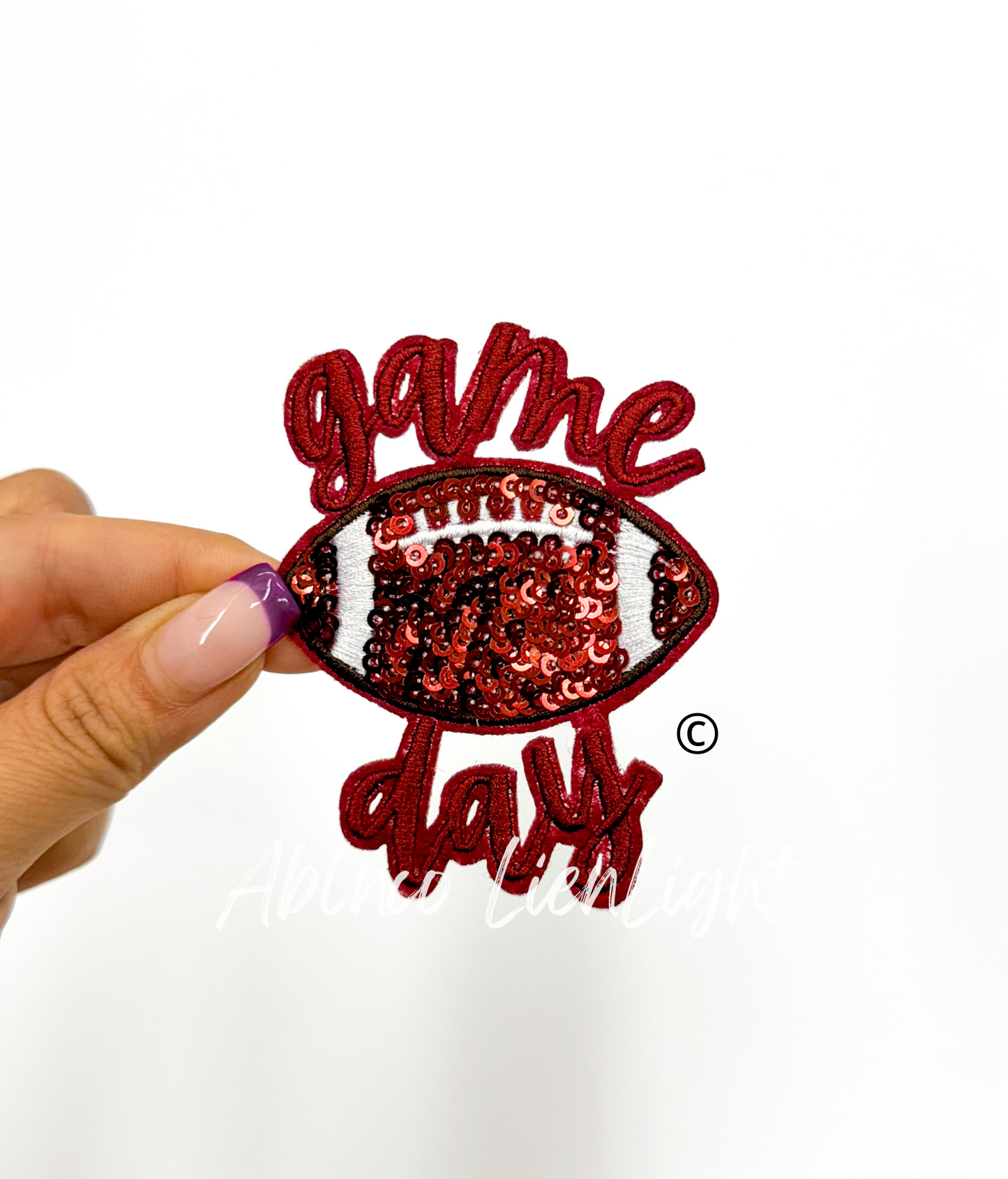 ABLN Boutique - 3” game day football sequins embroidery patch iron on: Black