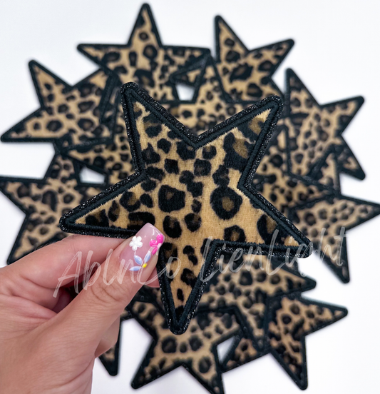 ABLN Boutique - Cheetah print star glitter patch trucker hat patch iron on