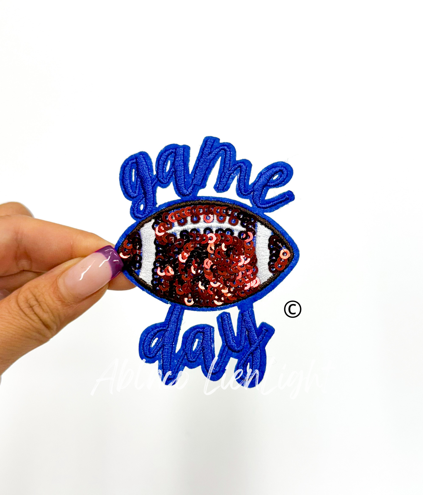ABLN Boutique - 3” game day football sequins embroidery patch iron on: Black