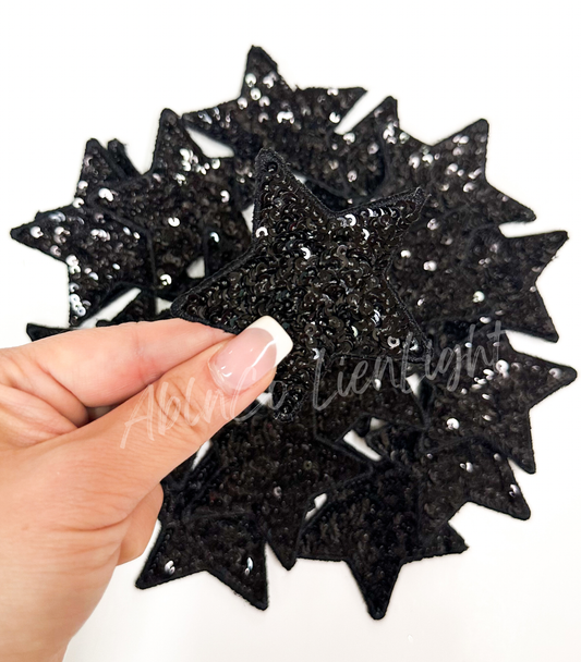 ABLN Boutique - Trucker hat patches small black star sequins patch iron on