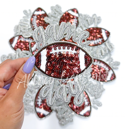 ABLN Boutique - Silver game day football sticker adhesive patch stadium bag