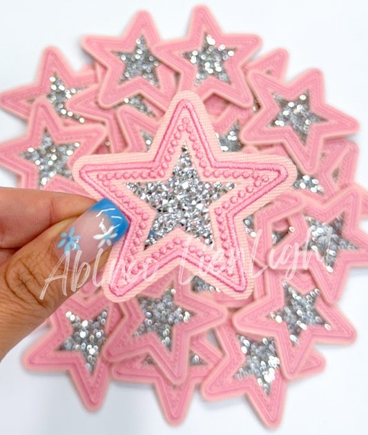 ABLN Boutique - Pink rhinestone star embroidery patch trucker hat patches