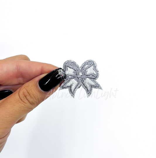 ABLN Boutique - Silver dainty bow embroidery patch iron on 