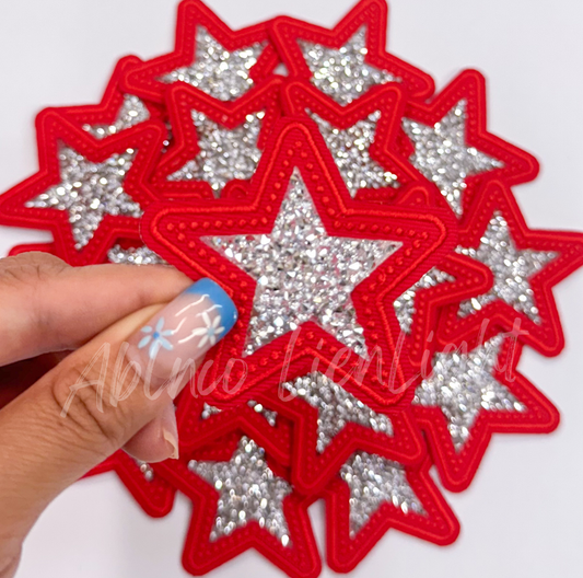 ABLN Boutique - Red rhinestone star embroidery patch trucker hat patches