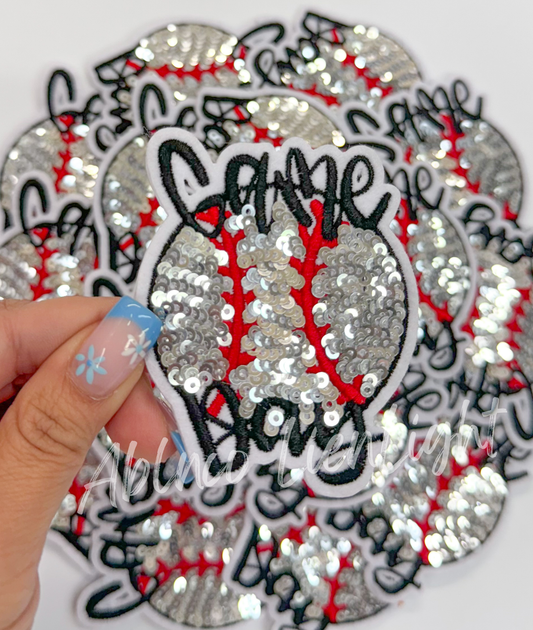 ABLN Boutique - Baseball game day sequins embroidery hat patch iron on
