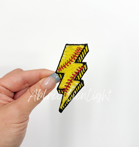 ABLN Boutique - Softball Bolt Sequins Embroidery Patch