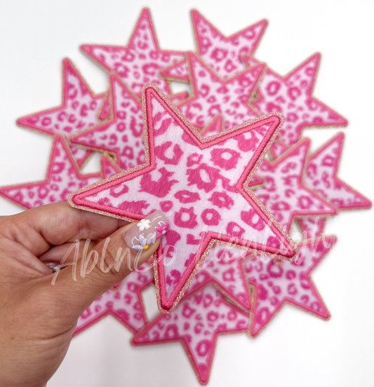 ABLN Boutique - Pink leopard print star patch trucker hat patch iron on