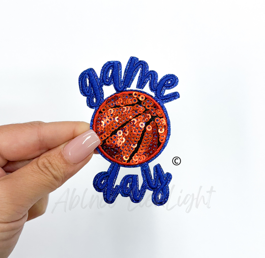 ABLN Boutique - Royal basketball game day sequins embroidery patch iron on