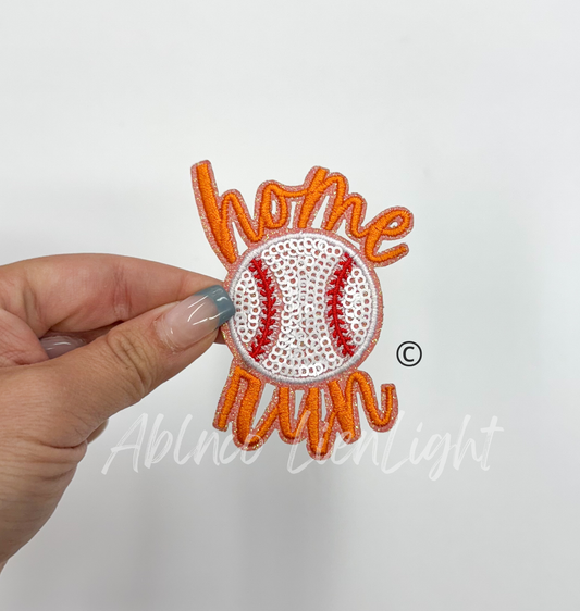 ABLN Boutique - Orange Home Run Sequins Embroidery Iron ON Patch