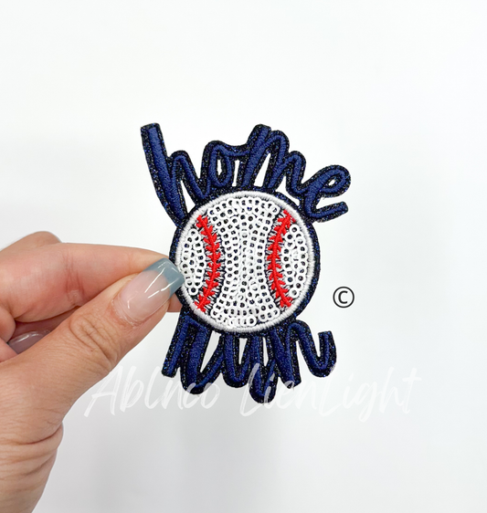 ABLN Boutique - Navy Home Run Sequins Embroidery Iron ON Patch