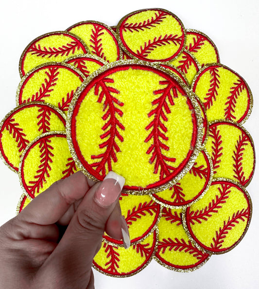 ABLN Boutique - Trucker hat patches 3” softball chenille glitter patch