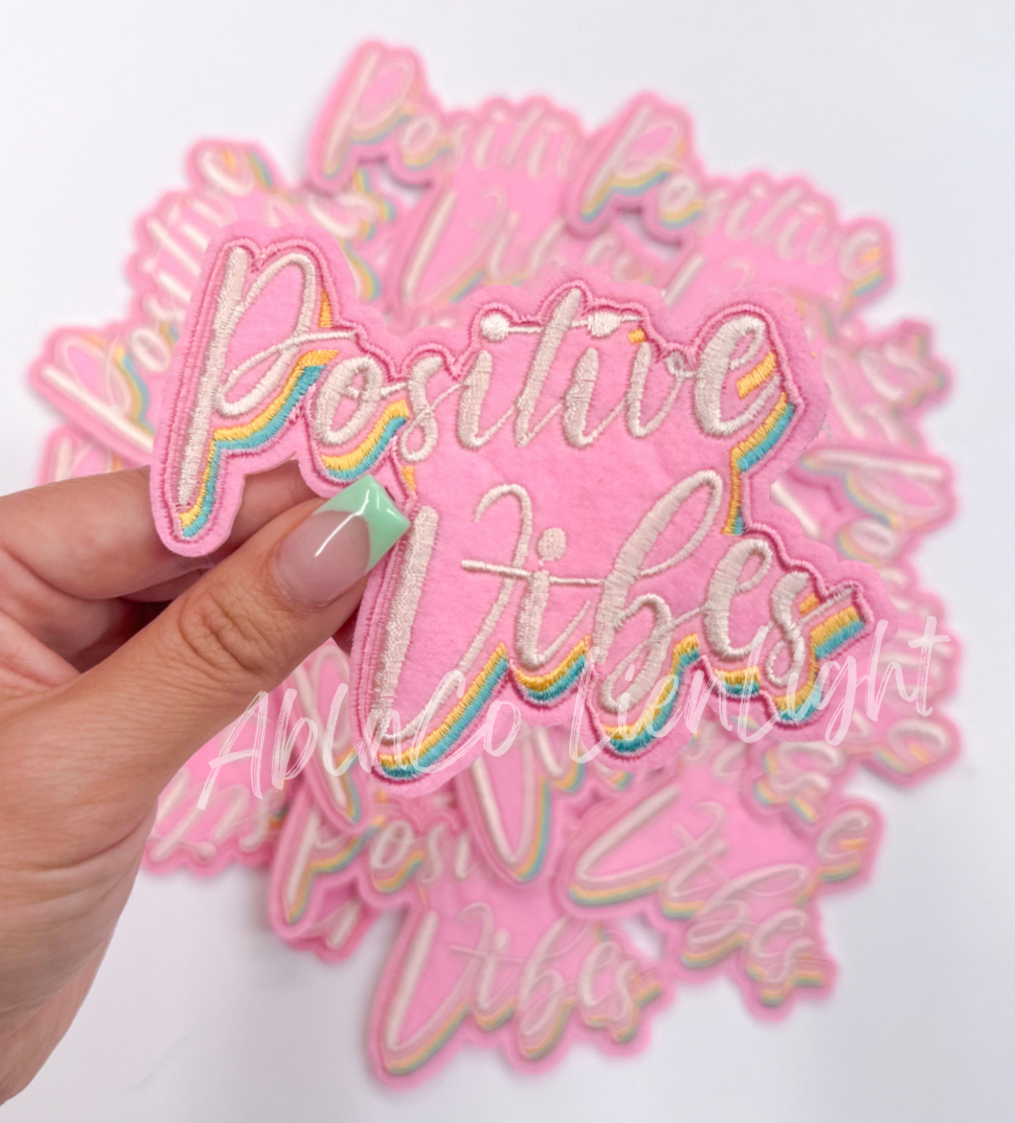 ABLN Boutique - Positive vibe preppy pink trucker hat patch iron on