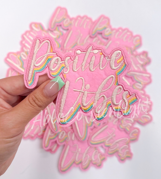 ABLN Boutique - Positive vibe preppy pink trucker hat patch iron on