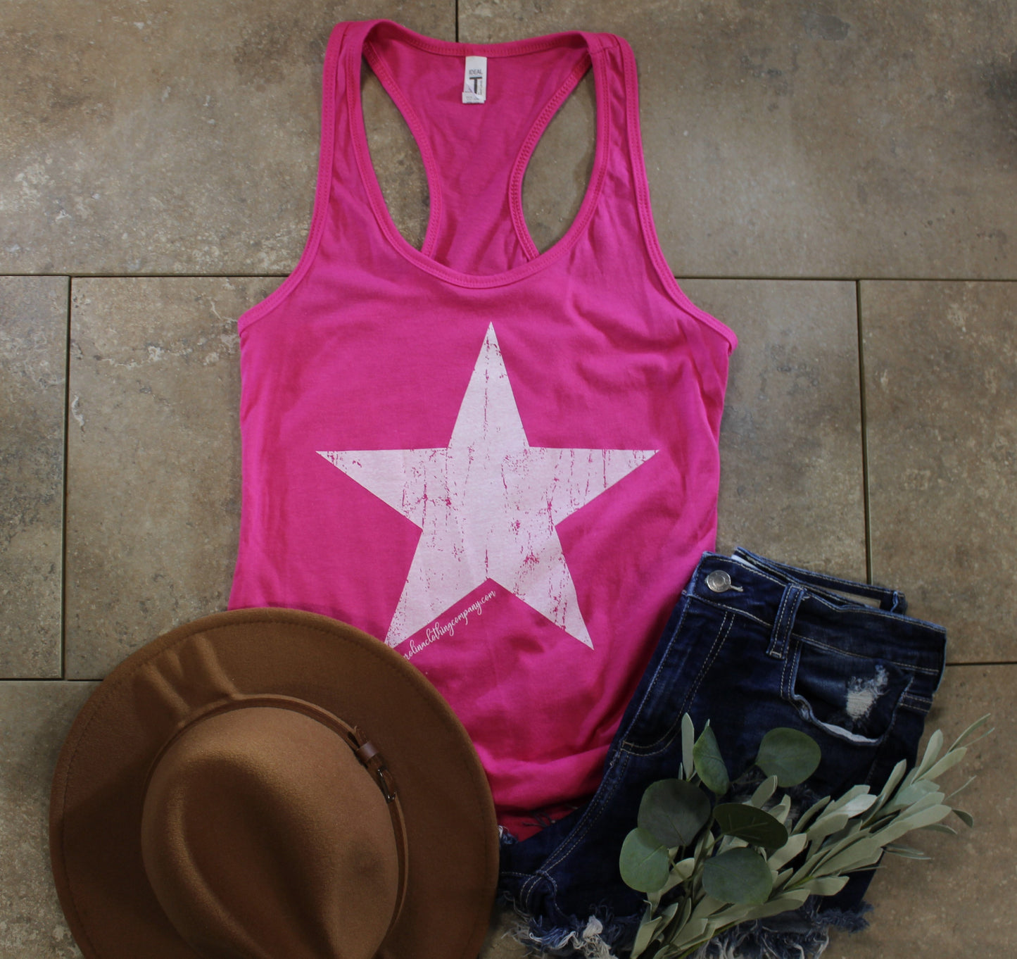 White Star Razor Back Tank-Raspberry